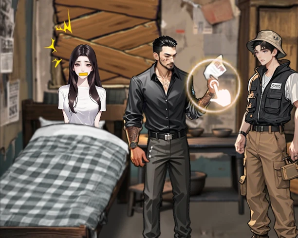 A debt collector confronts the angler and the heiress in their run-down shack